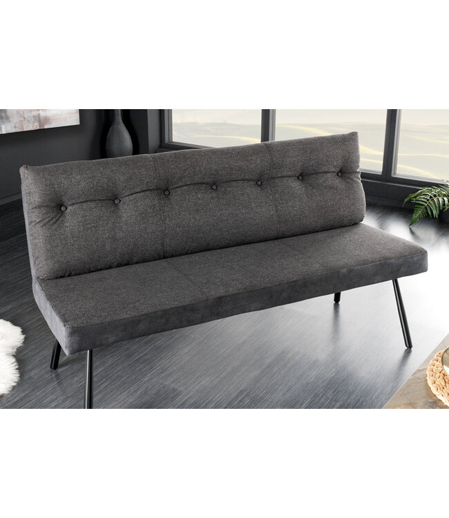 Invicta Interior Bank BIG GEORGE 160cm plat geweven stof met verende kern fluweel antraciet - 44012