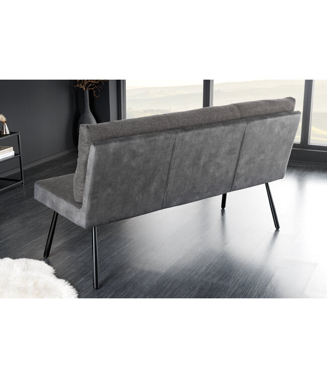 Invicta Interior Bank BIG GEORGE 160cm plat geweven stof met verende kern fluweel antraciet - 44012