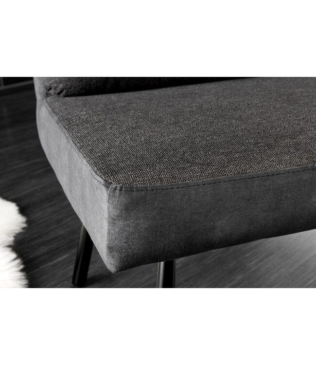 Invicta Interior Bank BIG GEORGE 160cm plat geweven stof met verende kern fluweel antraciet - 44012