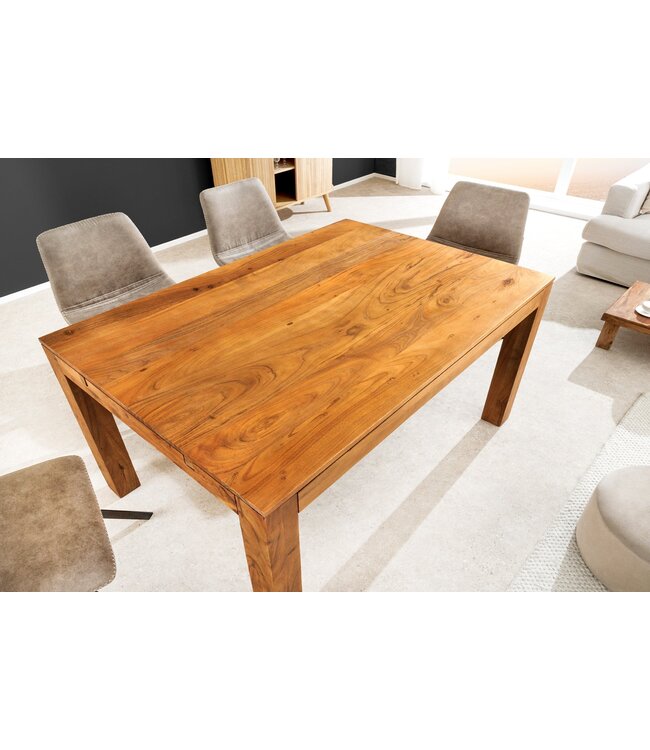 Invicta Interior Eettafel PURE 120-200 cm uitschuifbaar, acaciahout 95 mm, natuurlijke honingkleurige afwerking - 47097
