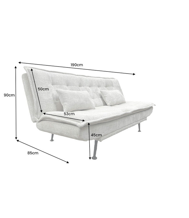 Invicta Interior Slaapbank JAZZ 195 cm, 3-zits, chenille stof, champagnebeige - 47527