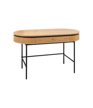 Invicta Interior Bureau ATELIER 120 cm, natuurlijke eikenhoutlook met zwart metalen frame - 47455