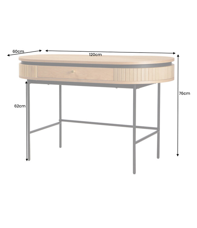 Invicta Interior Bureau ATELIER 120 cm, natuurlijke eikenhoutlook met zwart metalen frame - 47455