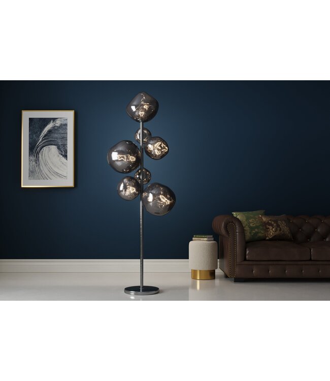 Invicta Interior Vloerlamp LIQUID DIAMOND 170 cm 7 glazen kappen grijs gerookte look - 46024