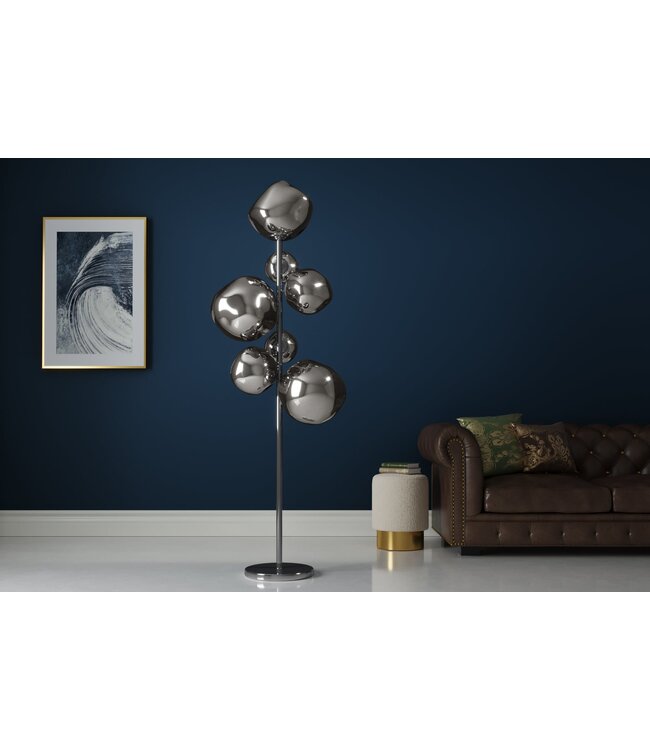 Invicta Interior Vloerlamp LIQUID DIAMOND 170 cm 7 glazen kappen grijs gerookte look - 46024