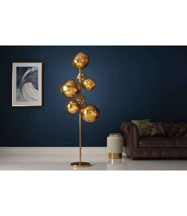 Invicta Interior Vloerlamp LIQUID DIAMOND 170 cm 7 glazen kappen stalen frame goud - 46022