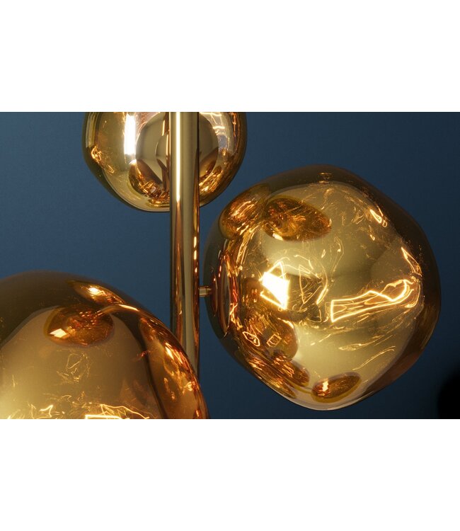 Invicta Interior Vloerlamp LIQUID DIAMOND 170 cm 7 glazen kappen stalen frame goud - 46022