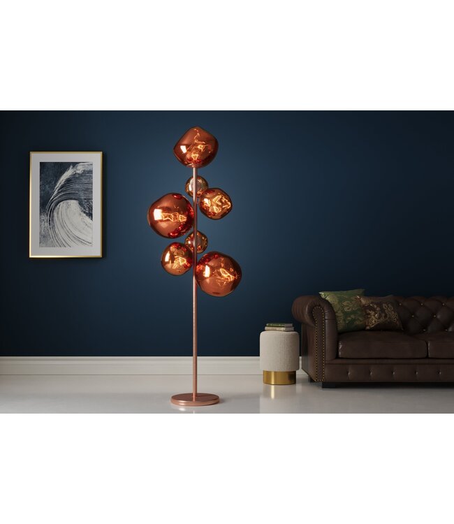 Invicta Interior Vloerlamp LIQUID DIAMOND 170 cm 7 glazen kappen stalen frame koper - 46023