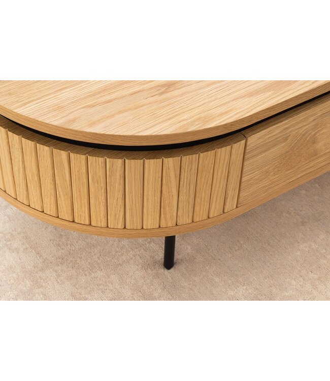 Invicta Interior Salontafel ATELIER 120 cm, natuurlijke eikenhoutlook met zwarte poten - 47457