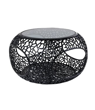 Invicta Interior Salontafel SPIN 75 cm, gehard zwart glas, zwarte voet - 44506