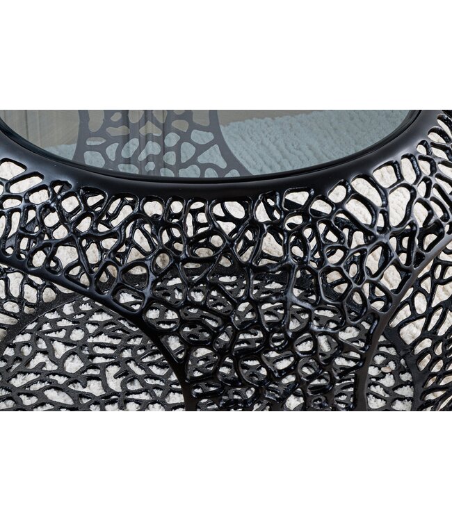 Invicta Interior Salontafel SPIN 75 cm, gehard zwart glas, zwarte voet - 44506