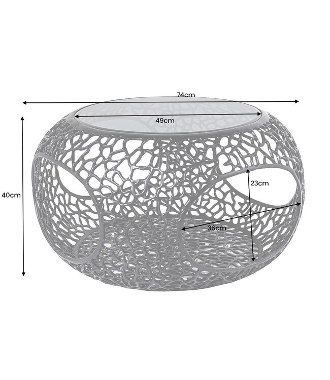 Invicta Interior Salontafel SPIN 75 cm, gehard zwart glas, zwarte voet - 44506