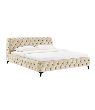Invicta Interior Bed MODERN BAROCK 180x200cm fluweel champagne in chesterfield-stijl - 46409