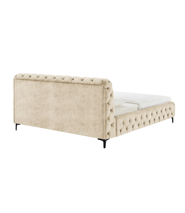 Invicta Interior Bed MODERN BAROCK 180x200cm fluweel champagne in chesterfield-stijl - 46409