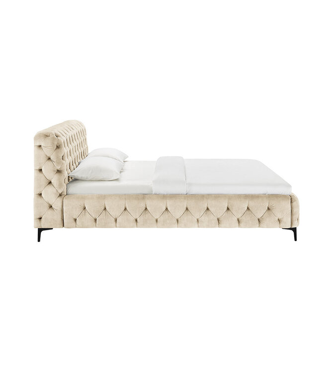 Invicta Interior Bed MODERN BAROCK 180x200cm fluweel champagne in chesterfield-stijl - 46409