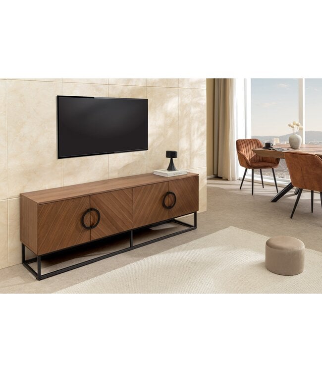 Invicta Interior TV-onderkast GRANDEZZA 180 cm, walnoothoutlook met zwart metalen frame - 46557