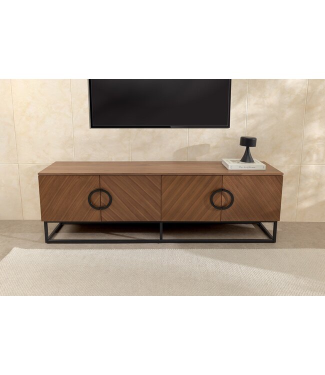 Invicta Interior TV-onderkast GRANDEZZA 180 cm, walnoothoutlook met zwart metalen frame - 46557