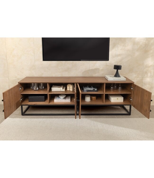 Invicta Interior TV-onderkast GRANDEZZA 180 cm, walnoothoutlook met zwart metalen frame - 46557