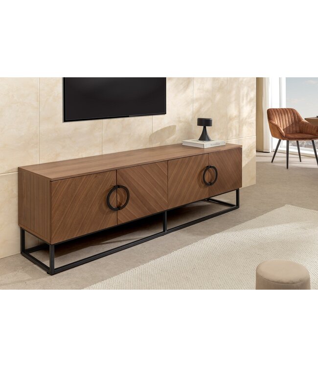 Invicta Interior TV-onderkast GRANDEZZA 180 cm, walnoothoutlook met zwart metalen frame - 46557