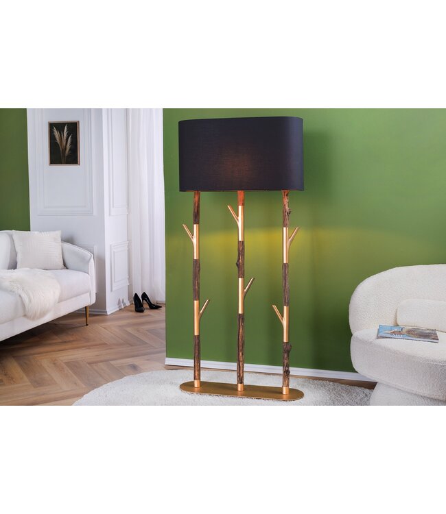 Invicta Interior Vloerlamp WARDROBE 150cm, frame naturel goud met lampenkap zwart goud - 45897