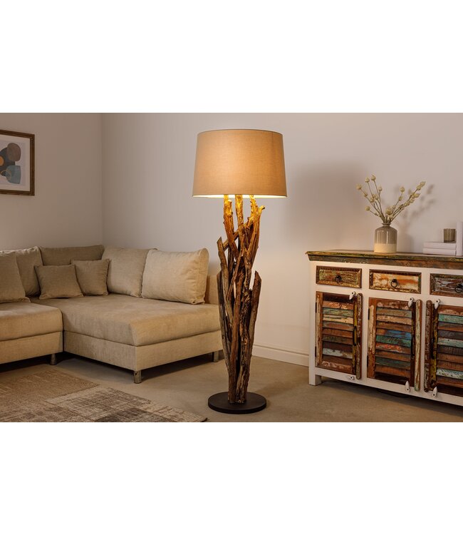 Invicta Interior Staande lamp WILD NATURE 150 cm teakhout zonder lampenkap - 42004-1