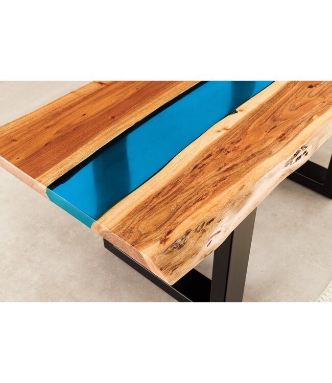 Invicta Interior Salontafel LIQUID 110cm acaciahout blauwe epoxystrip - 45680