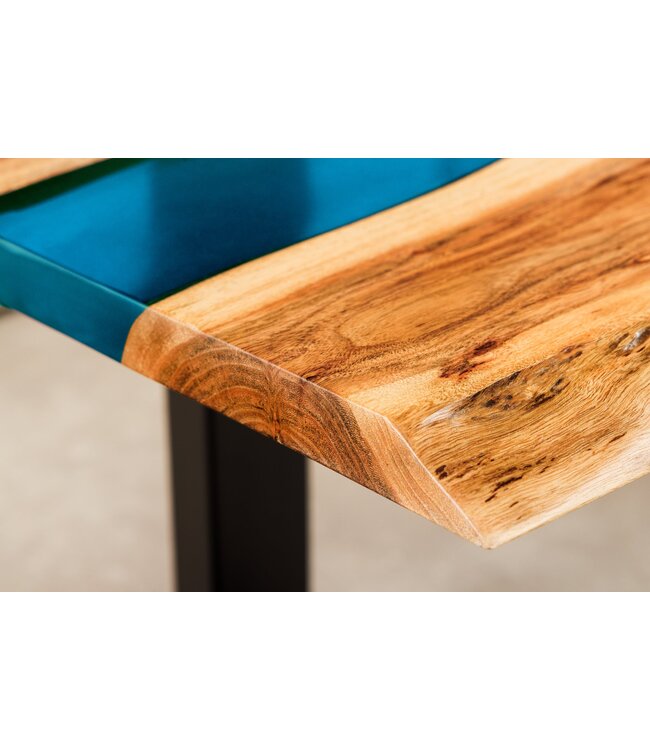 Invicta Interior Salontafel LIQUID 110cm acaciahout blauwe epoxystrip - 45680