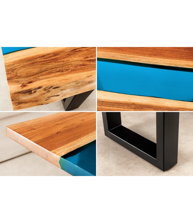 Invicta Interior Salontafel LIQUID 110cm acaciahout blauwe epoxystrip - 45680