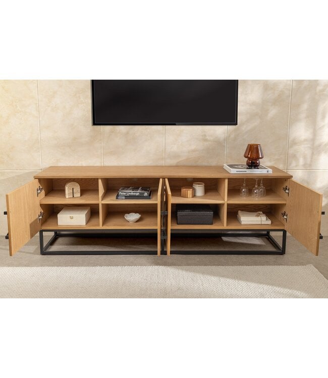 Invicta Interior TV-onderkast GRANDEZZA 180 cm, eikenhoutlook met zwart metalen frame - 46699