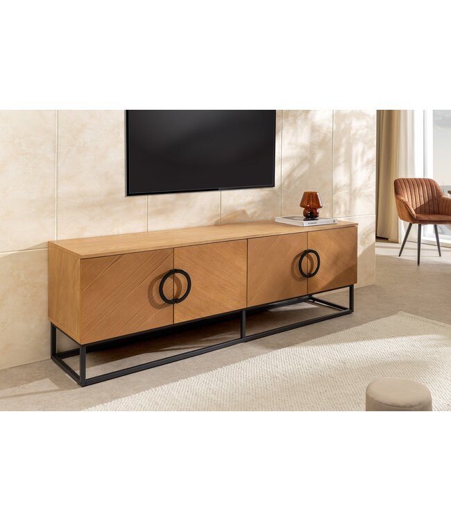 Invicta Interior TV-onderkast GRANDEZZA 180 cm, eikenhoutlook met zwart metalen frame - 46699