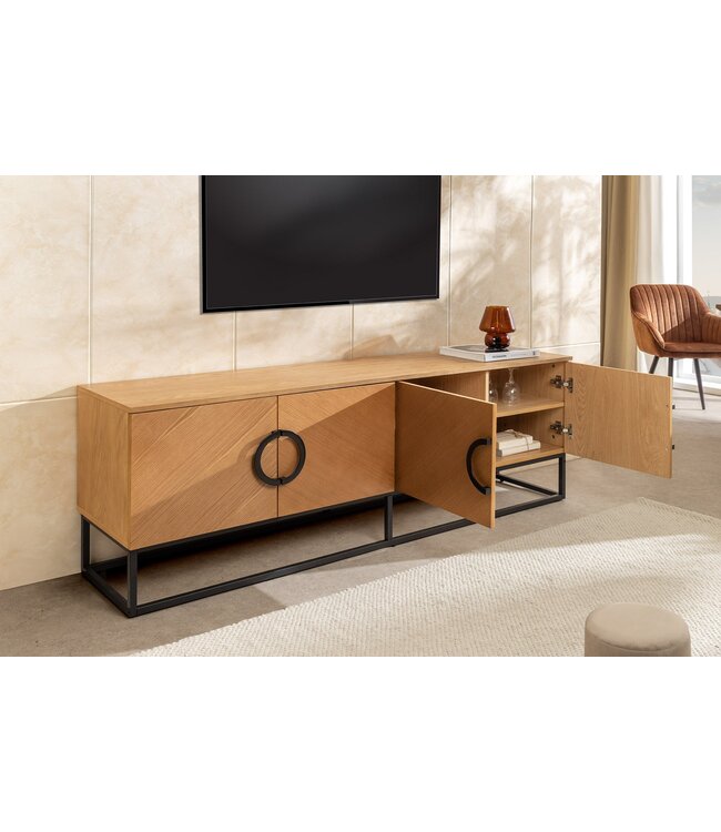 Invicta Interior TV-onderkast GRANDEZZA 180 cm, eikenhoutlook met zwart metalen frame - 46699