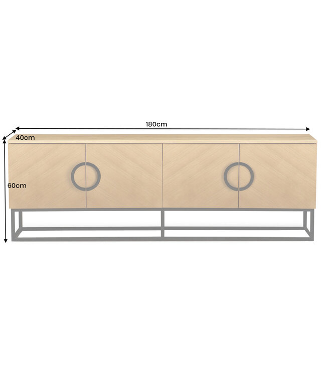 Invicta Interior TV-onderkast GRANDEZZA 180 cm, eikenhoutlook met zwart metalen frame - 46699