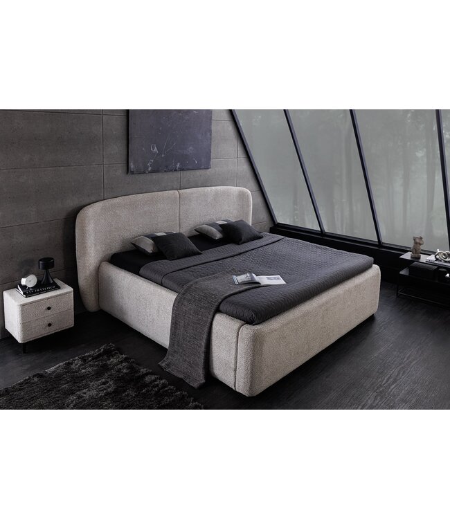 Invicta Interior Bed ART DECO 180x200cm bouclé greige met opbergruimte - 45332