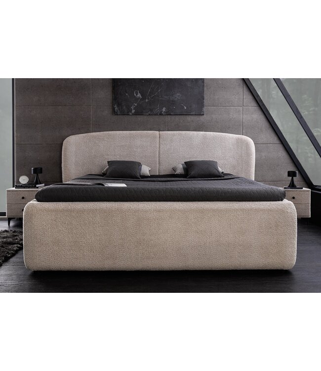 Invicta Interior Bed ART DECO 180x200cm bouclé greige met opbergruimte - 45332