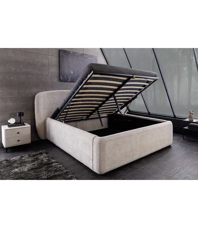 Invicta Interior Bed ART DECO 180x200cm bouclé greige met opbergruimte - 45332