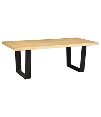 Invicta Interior Eettafel ZEUS 210 cm, natuurlijke eikenhoutlook met zwart metalen frame - 46558