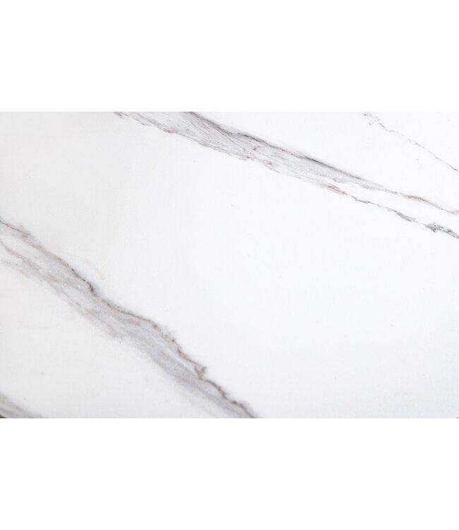 Invicta Interior Salontafel DANCING RINGS 80-135 cm, draaibaar, met chromen onderstel en keramisch blad, wit marmer - 46318