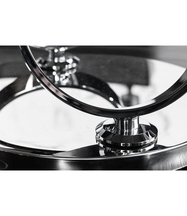 Invicta Interior Salontafel DANCING RINGS 80-135 cm, draaibaar, met chromen onderstel en keramisch blad, wit marmer - 46318