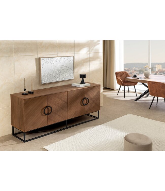 Invicta Interior Dressoir GRANDEZZA 180 cm, walnoothoutlook met zwart metalen frame - 46556