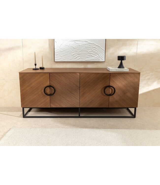 Invicta Interior Dressoir GRANDEZZA 180 cm, walnoothoutlook met zwart metalen frame - 46556