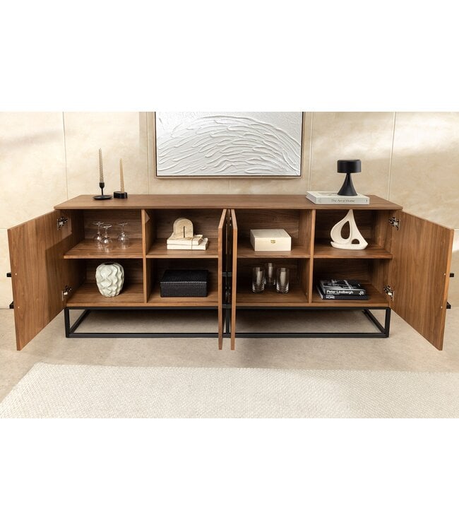 Invicta Interior Dressoir GRANDEZZA 180 cm, walnoothoutlook met zwart metalen frame - 46556