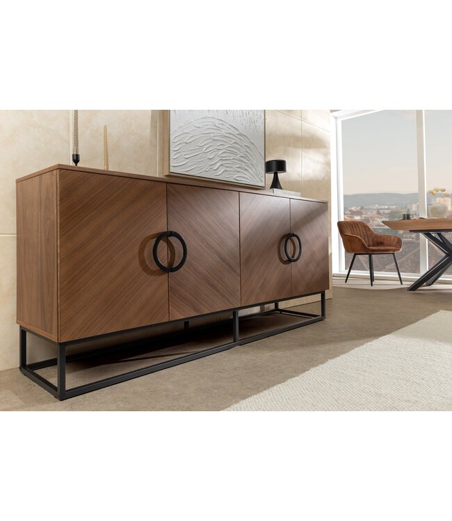 Invicta Interior Dressoir GRANDEZZA 180 cm, walnoothoutlook met zwart metalen frame - 46556