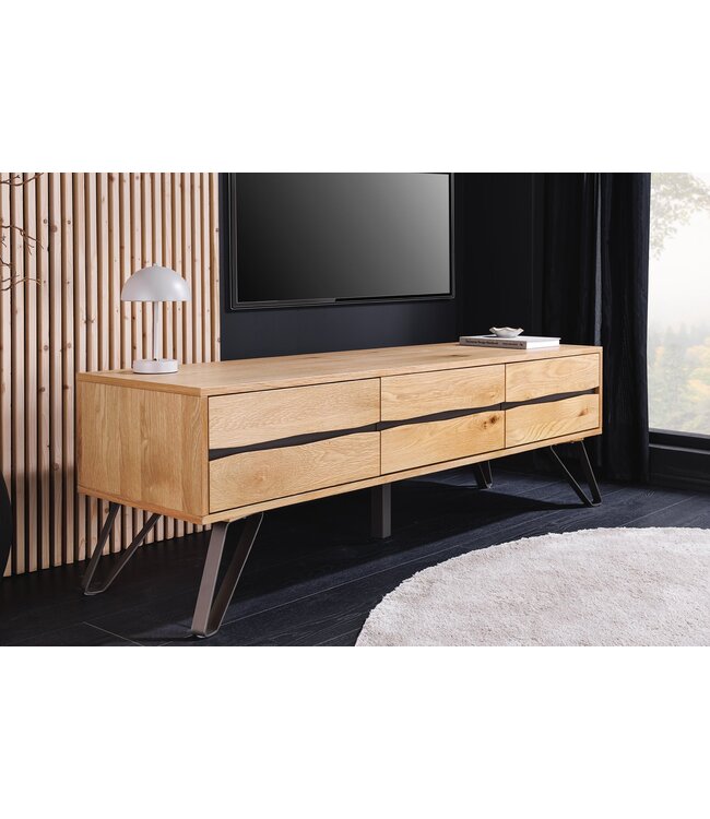 Invicta Interior TV-onderkast LIVING EDGE 160 cm eikenhout met zwarte poten - 46342