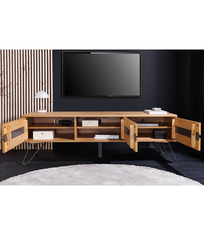 Invicta Interior TV-onderkast LIVING EDGE 160 cm eikenhout met zwarte poten - 46342