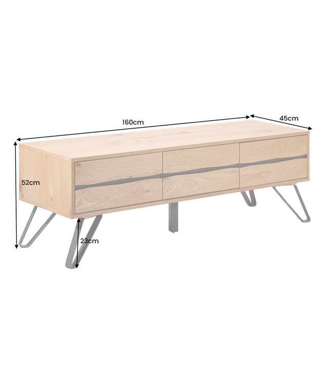 Invicta Interior TV-onderkast LIVING EDGE 160 cm eikenhout met zwarte poten - 46342