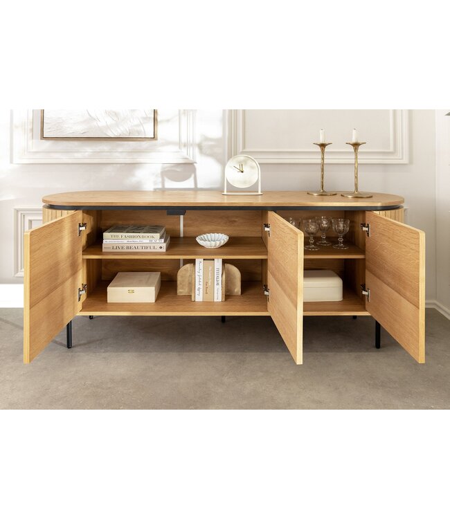 Invicta Interior Dressoir ATELIER 160 cm, natuurlijke eikenhoutlook met zwarte poten - 47453