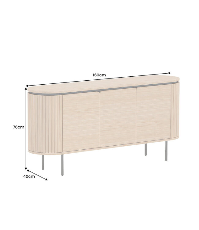 Invicta Interior Dressoir ATELIER 160 cm, natuurlijke eikenhoutlook met zwarte poten - 47453