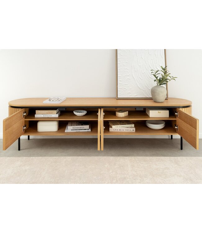 Invicta Interior TV-bord ATELIER 200 cm naturel eikenhoutlook met zwarte poten - 47451