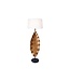 Invicta Interior Vloerlamp LEAF 130 cm breed, stoffen lampenkap, teak, wit, naturel - 46938