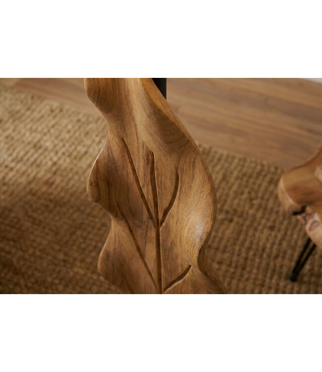 Invicta Interior Vloerlamp LEAF 130 cm breed, stoffen lampenkap, teak, wit, naturel - 46938